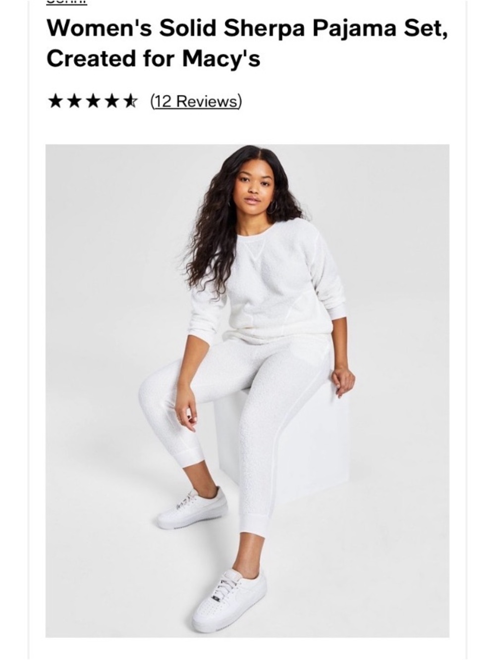 Women's Solid Sherpa Pajama 2 piece Set - White, XL, New with tags